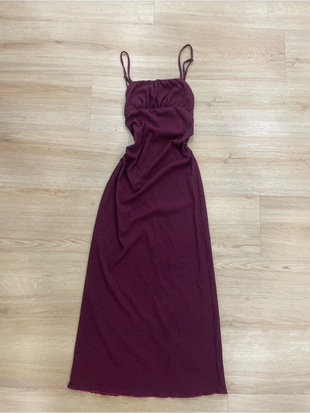 Wild Fable burgundy and black waffle maxi dress, size XS